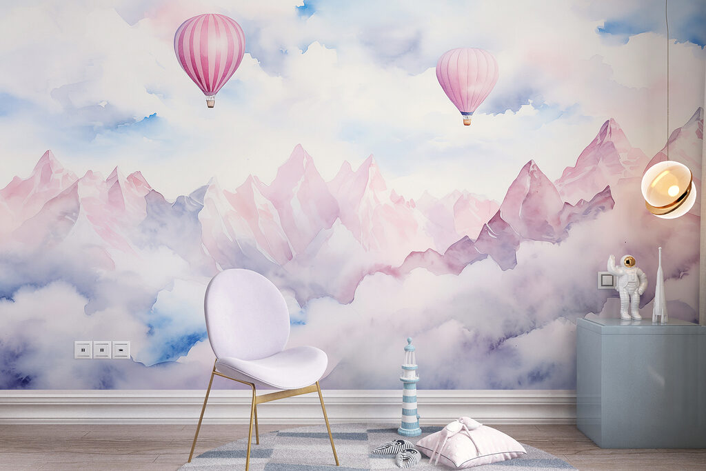 Group of hot air balloons in the sky above clouds Group of hot air balloons in the sky above clouds
