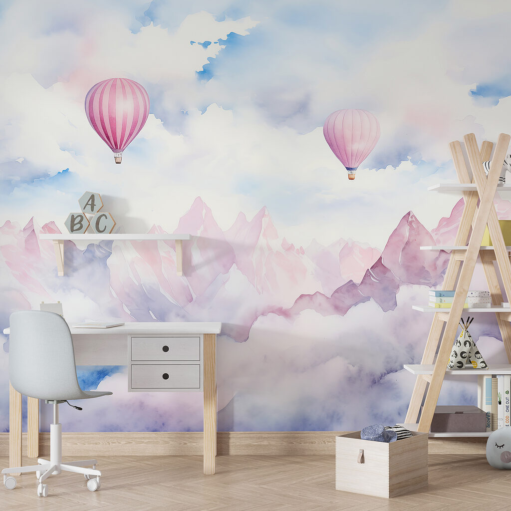 Group of hot air balloons in the sky above clouds Group of hot air balloons in the sky above clouds