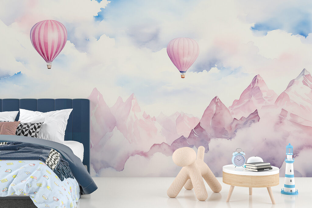 Group of hot air balloons in the sky above clouds Group of hot air balloons in the sky above clouds