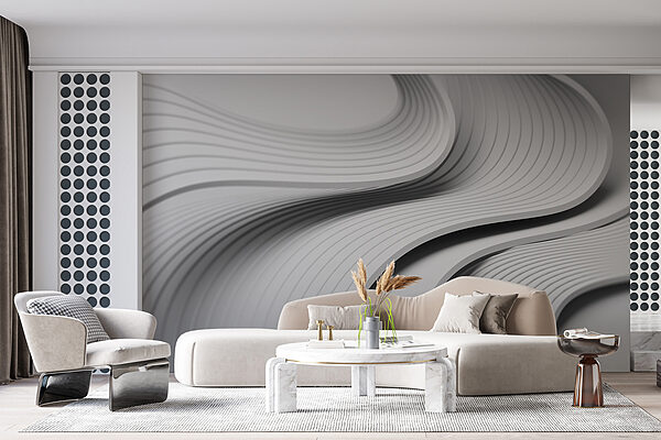 White and grey curved lines White and grey curved lines