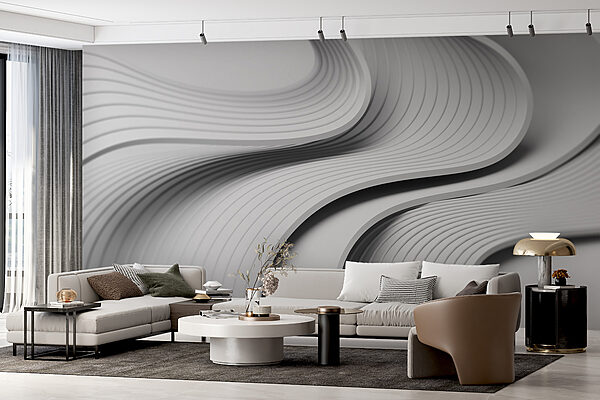 White and grey curved lines White and grey curved lines