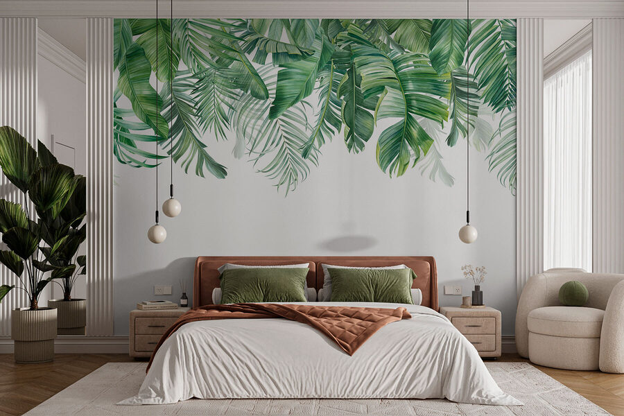 Row of green leaves