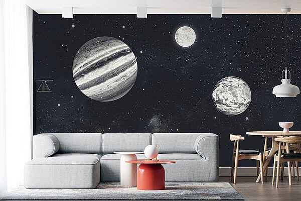 Wall murals Planets in space with stars (SKU: w01799) Wall murals Wall murals Planets in space with stars (SKU: w01799)