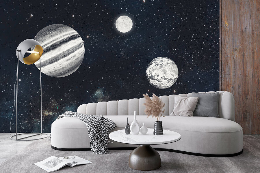 Planets in space with stars