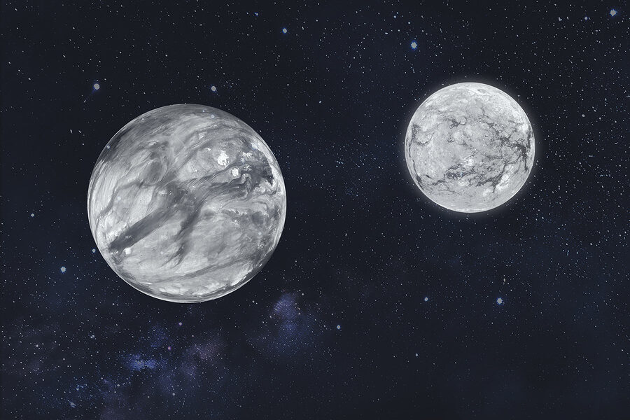 Two planets in space