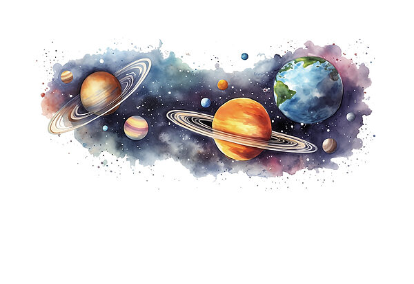 Planets and stars in space Planets and stars in space