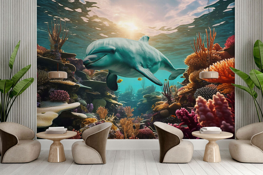 Dolphin swimming in the ocean Dolphin swimming in the ocean