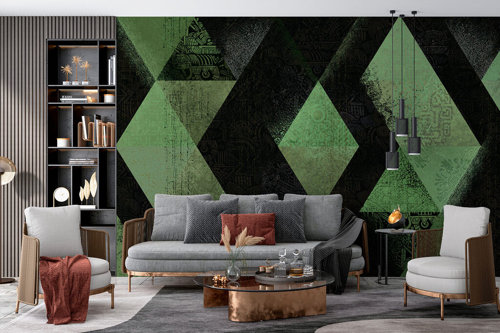 Black and green diamond pattern