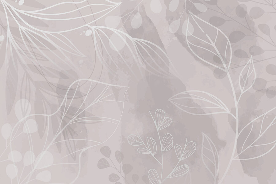 White and gray background with leaves