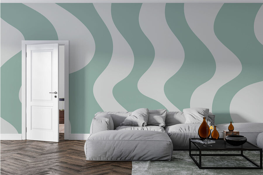 Green and white wavy lines