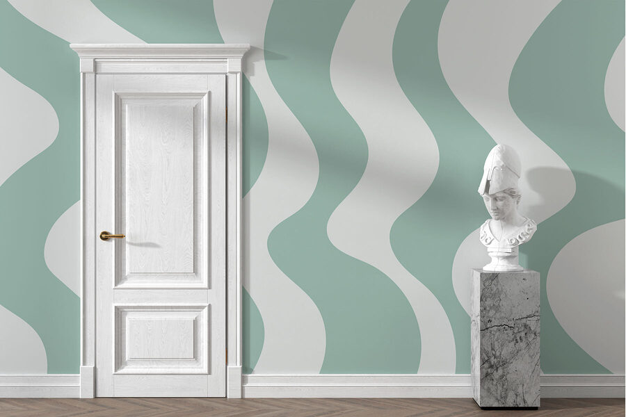 Green and white wavy lines
