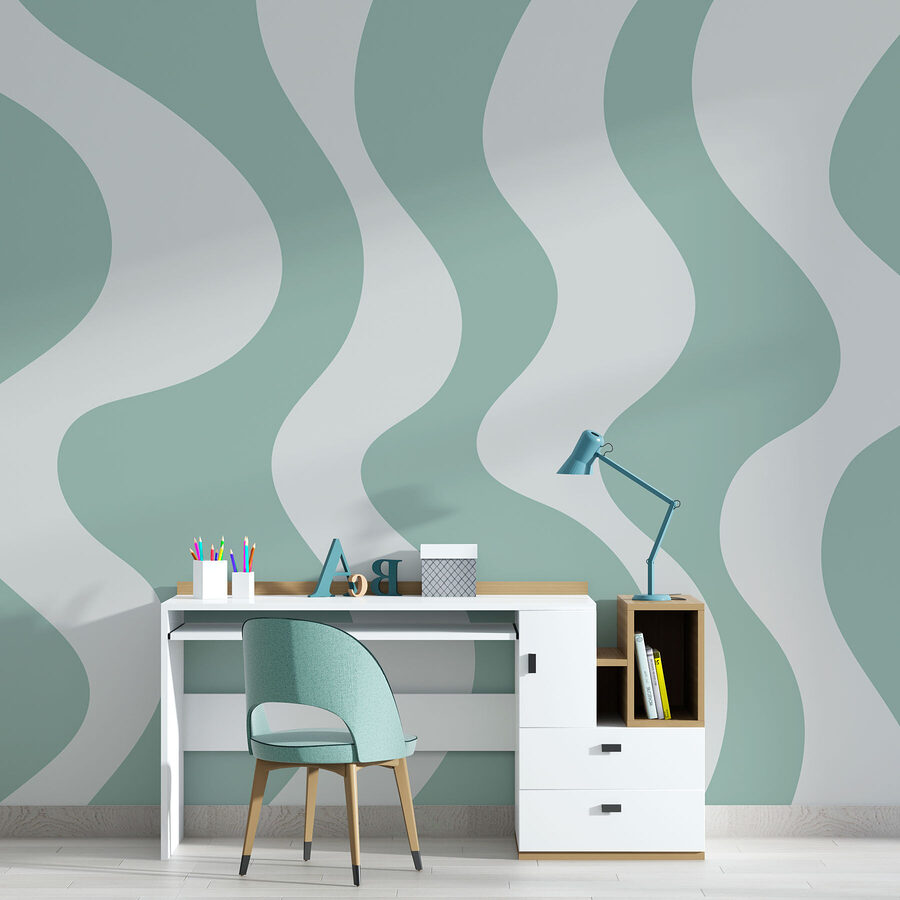Green and white wavy lines