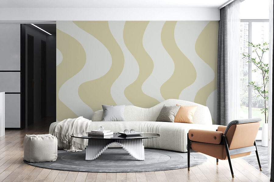 Tan and white wavy lines