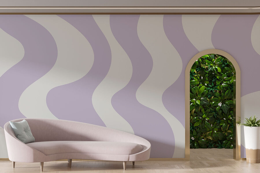 Wall murals Purple and white wavy lines - Image 2