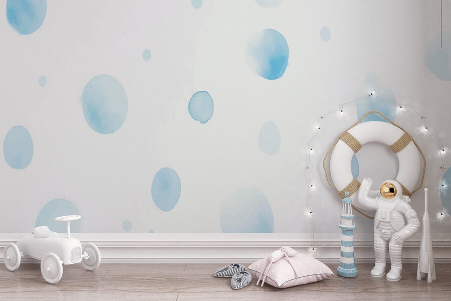 White surface with blue dots