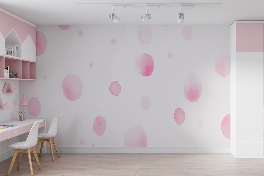 Pink and white polka dot wallpaper