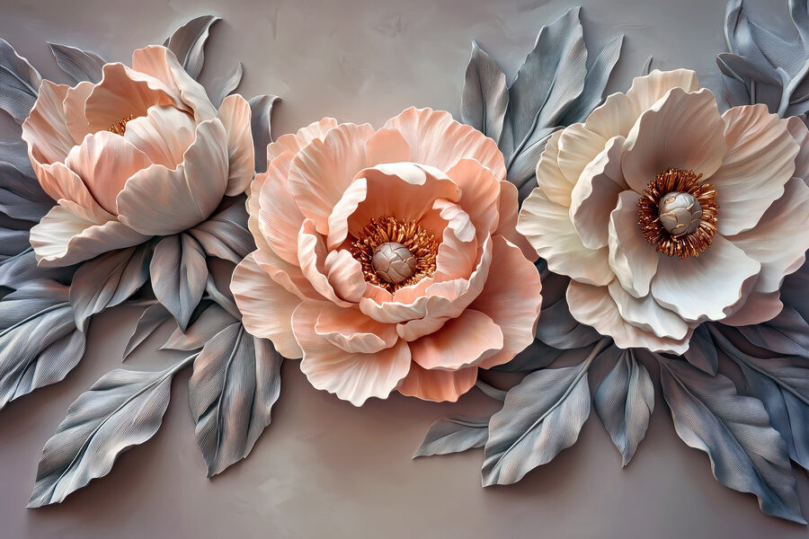 Group of flowers with leaves