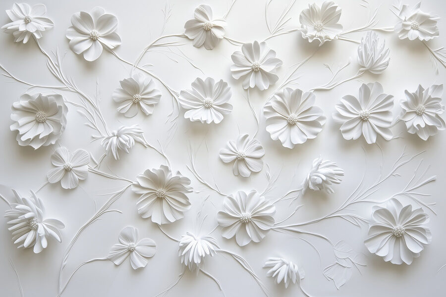 Wall murals White paper flowers on a white surface - Image 7