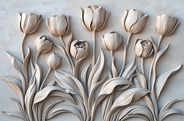 White flower carving on a wall White flower carving on a wall