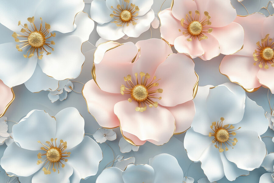 Group of white and pink flowers