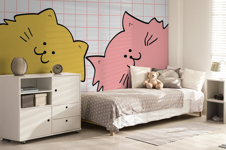 Yellow and pink cat