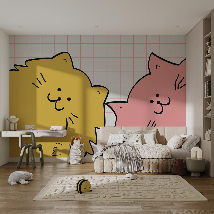 Yellow and pink cat
