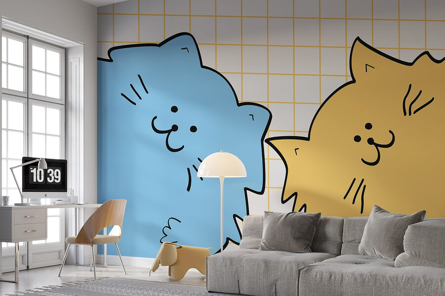 Blue and yellow cat