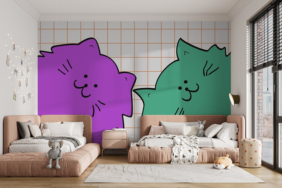 Purple and green cat