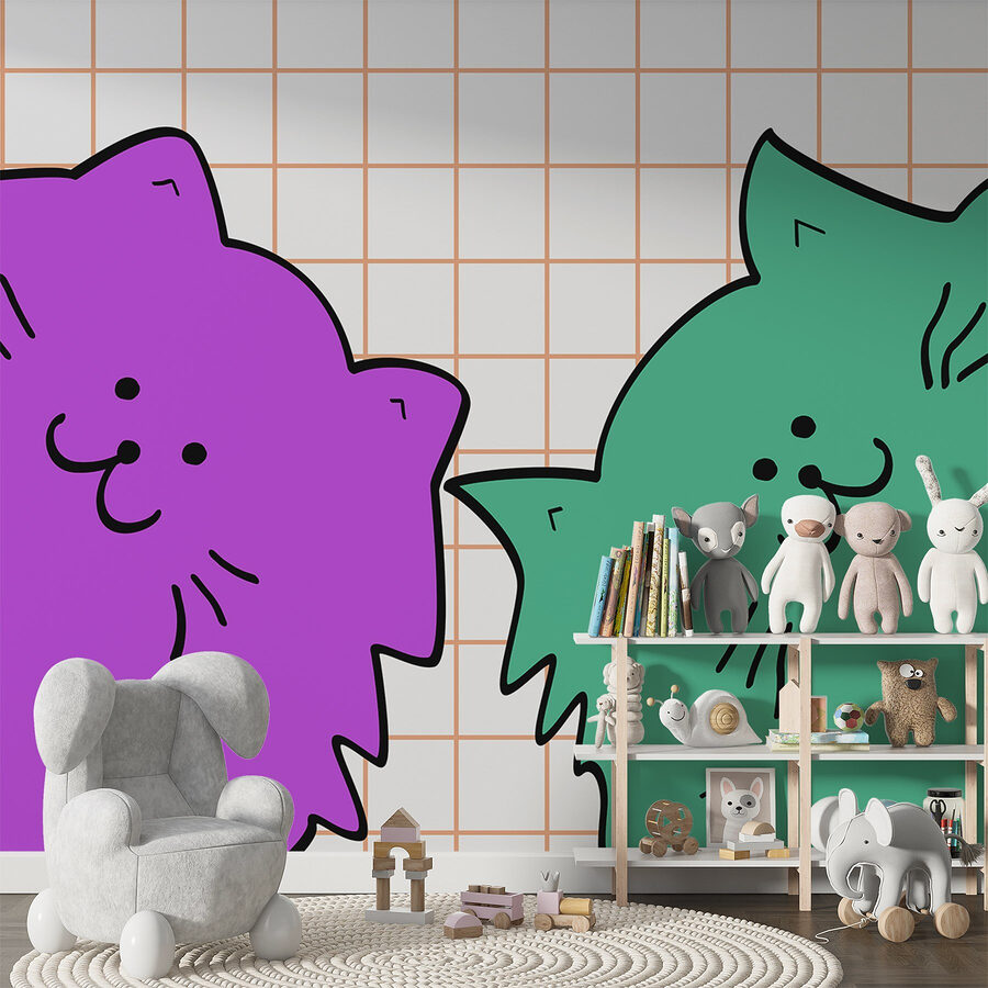Purple and green cat