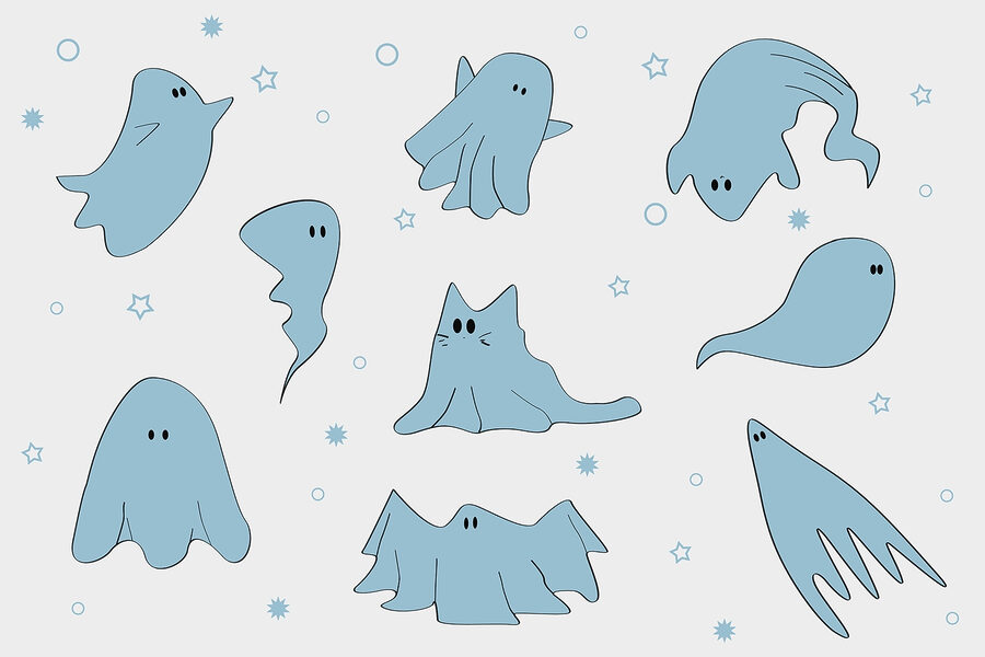 Group of ghosts with different shapes