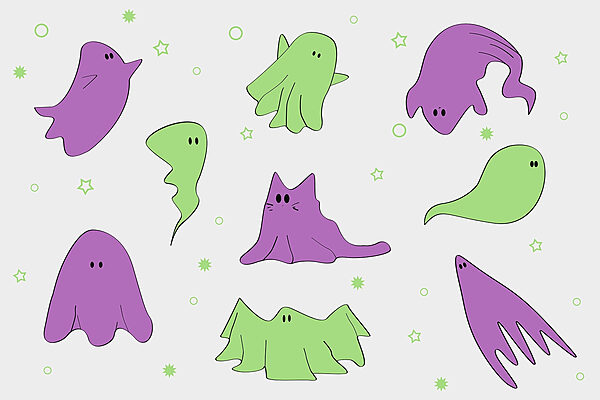 Set of cartoon ghosts Set of cartoon ghosts