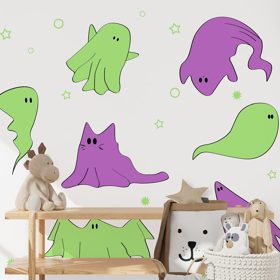 Set of cartoon ghosts Set of cartoon ghosts