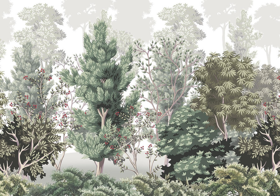 Group of trees with red berries