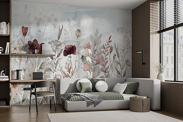 Wall murals Painting of flowers and plants (SKU: w08349) Wall murals Wall murals Painting of flowers and plants (SKU: w08349)