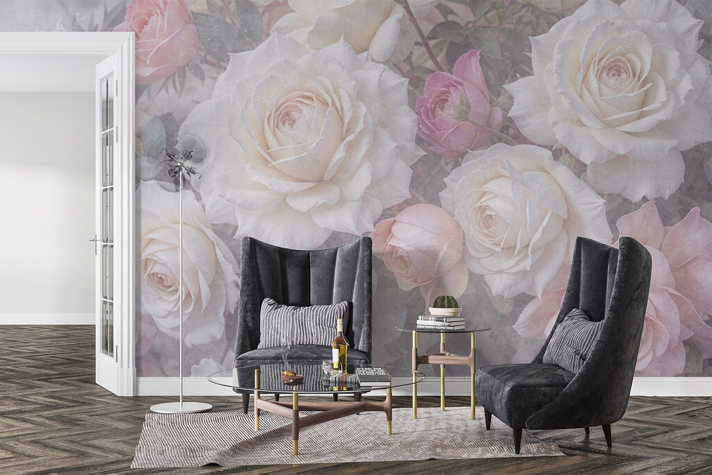 Group of white and pink roses Group of white and pink roses