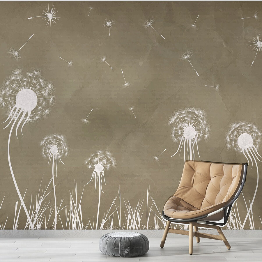 Wall murals Dandelion flowers and grass