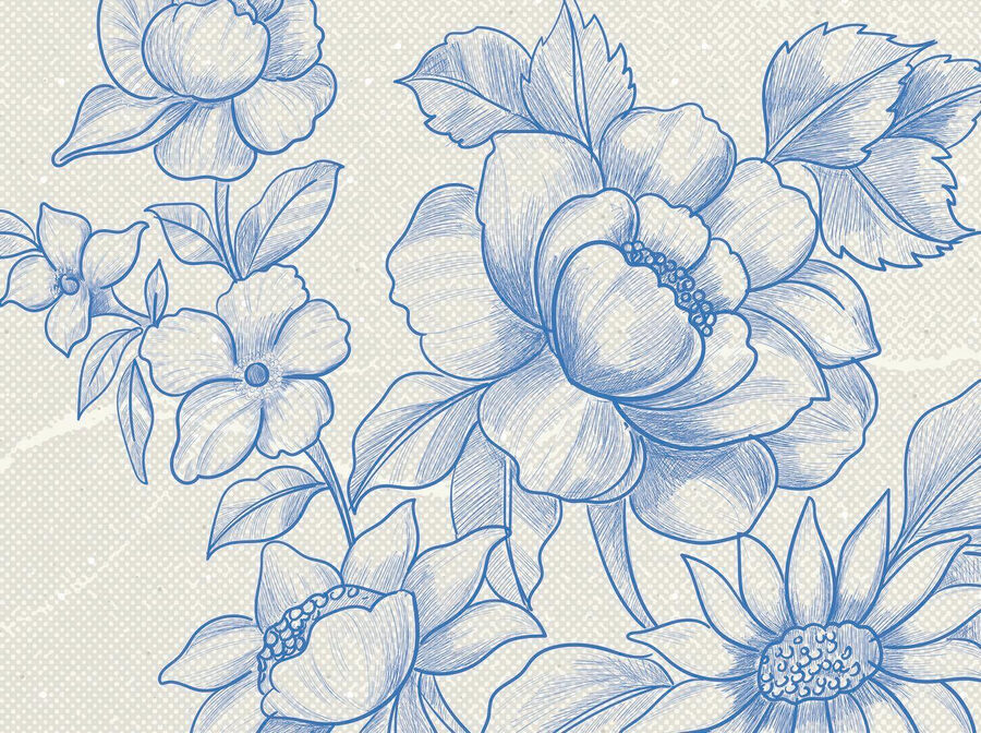 Drawing of flowers and leaves