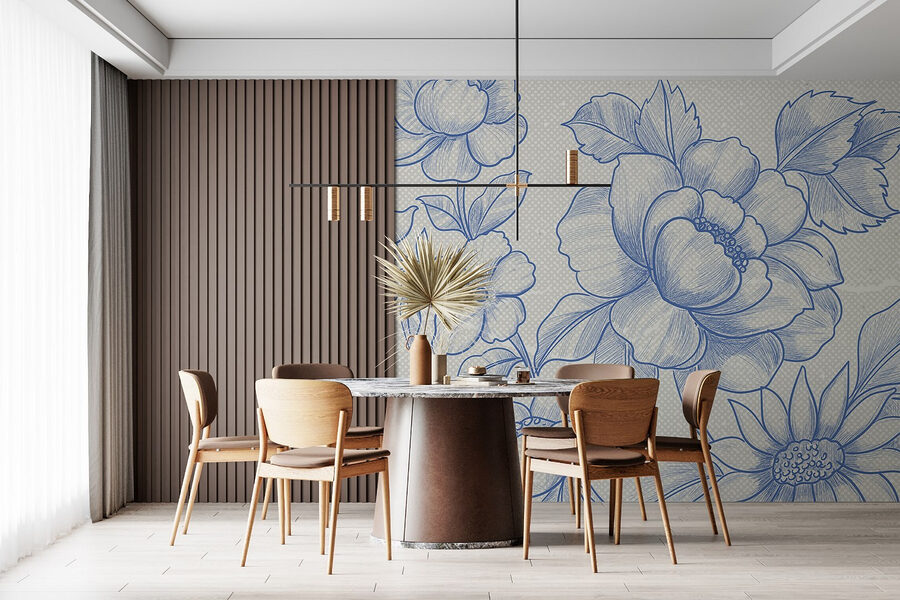 Drawing of flowers and leaves