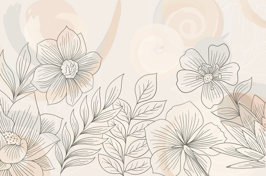 Drawing of flowers and leaves