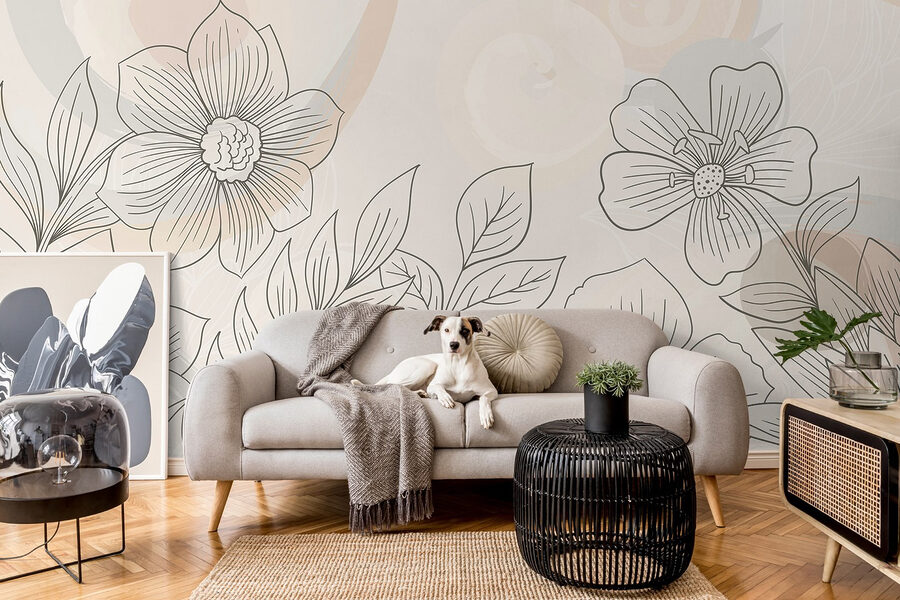 Drawing of flowers and leaves
