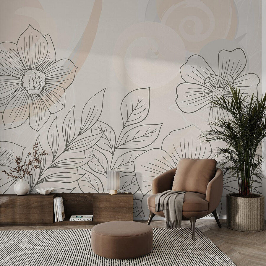 Drawing of flowers and leaves