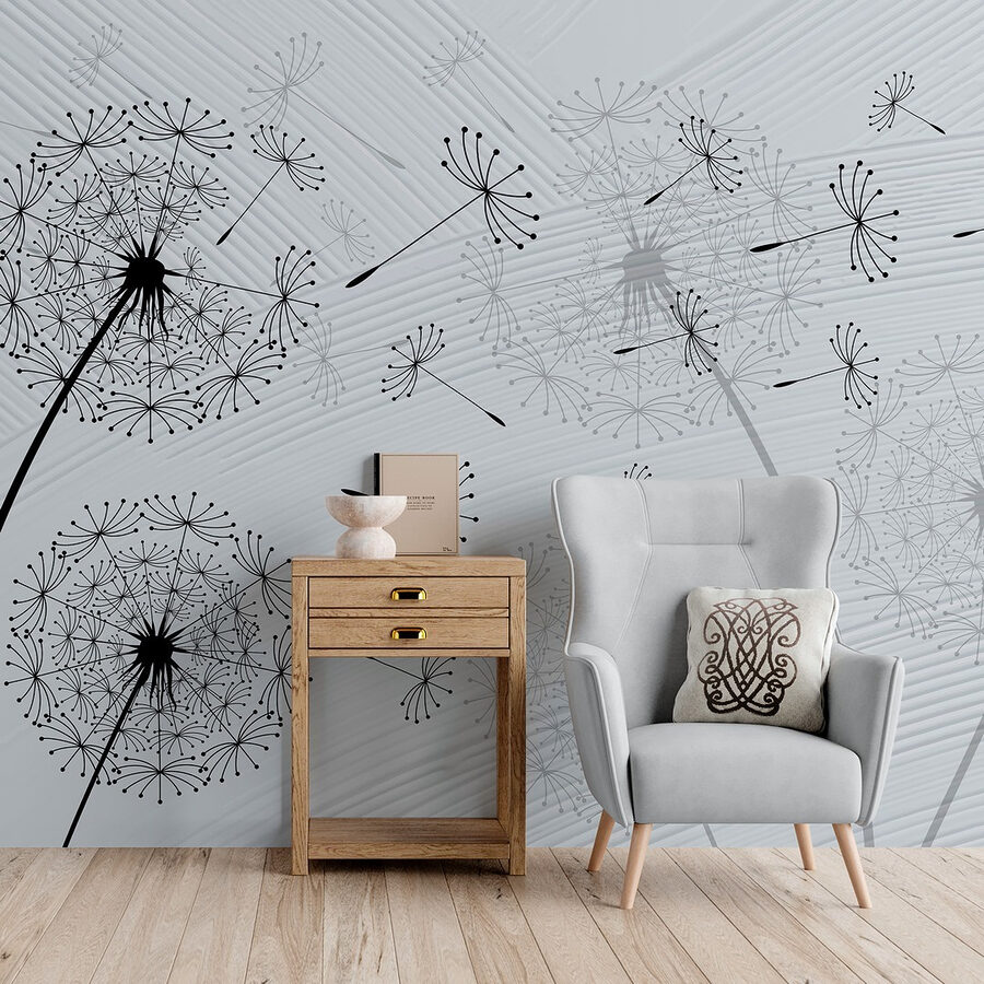 Dandelion seeds dancing in the breeze