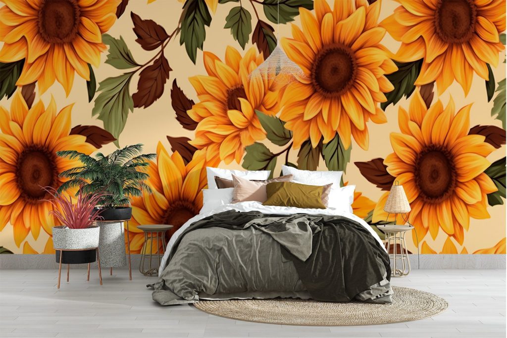 Pattern of sunflowers and leaves Pattern of sunflowers and leaves