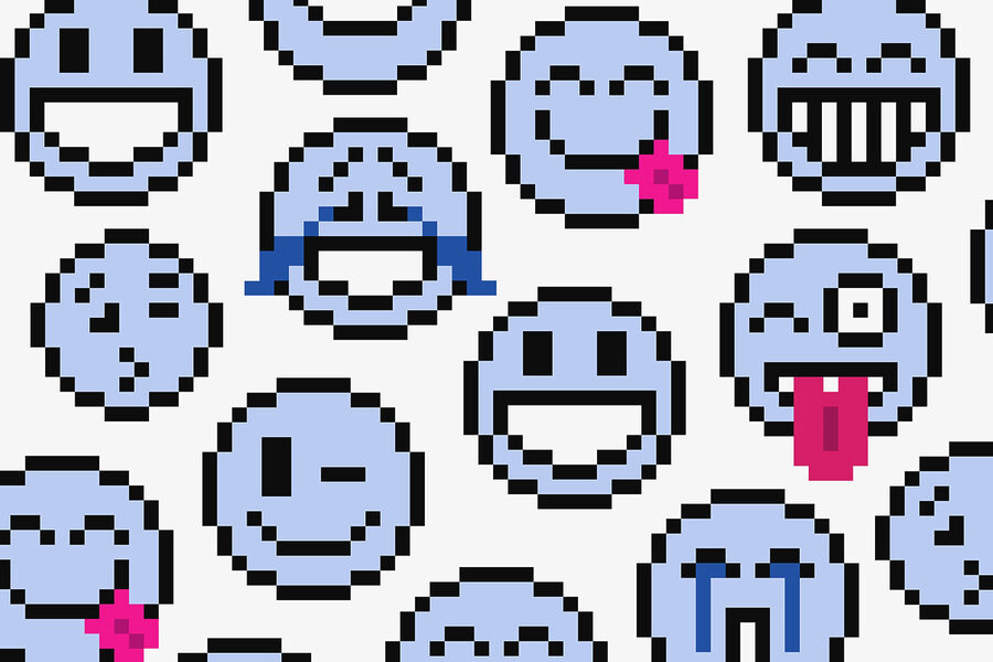 Wall murals Seamless pattern of blue smiley faces - Image 3