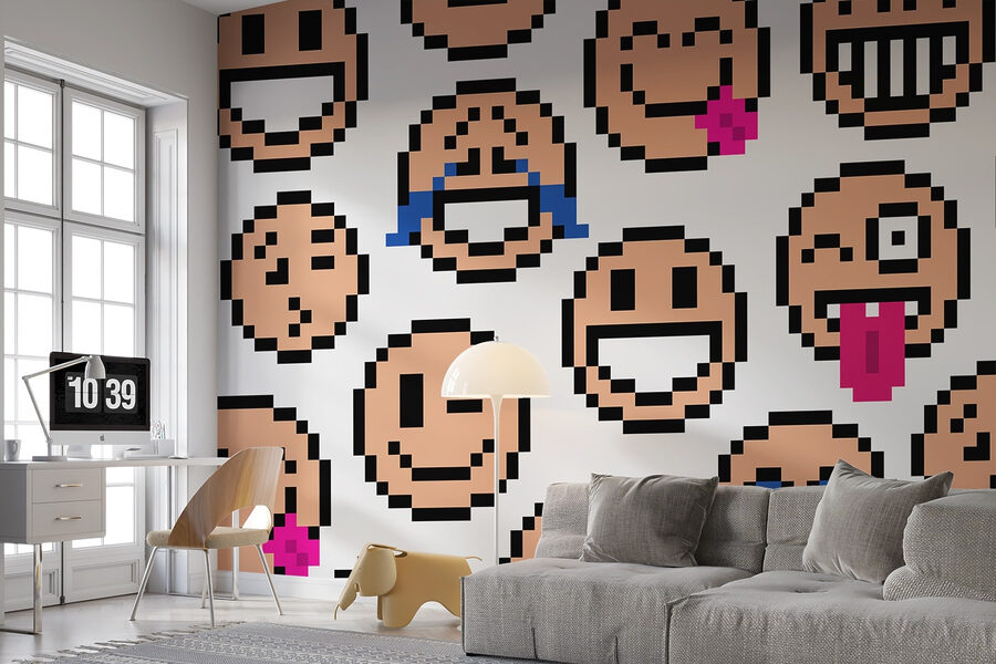 Wall murals Seamless pattern of smiley faces