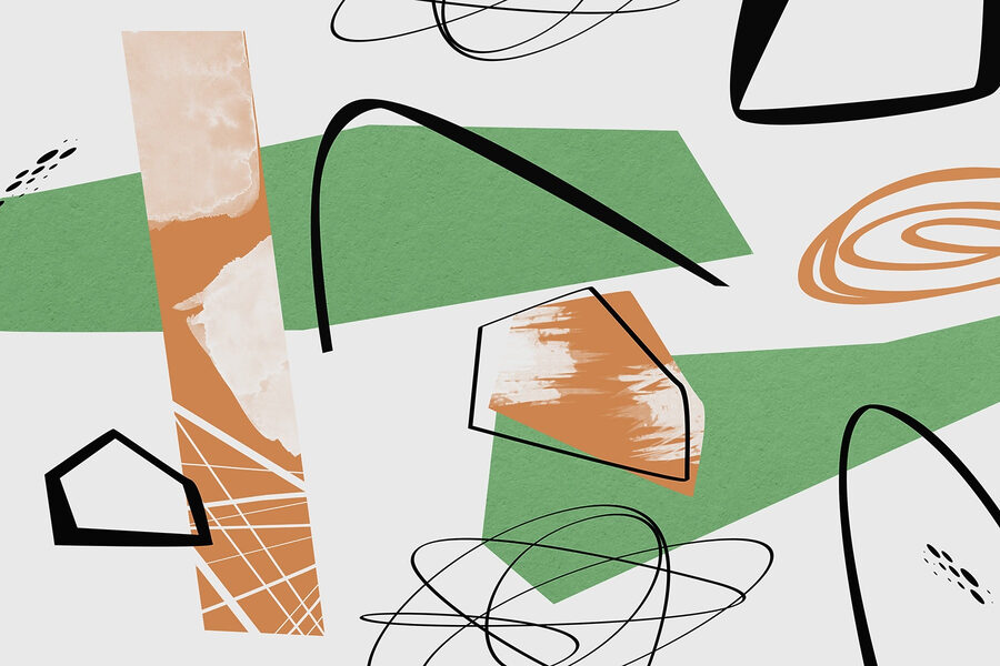 Abstract shapes in vibrant colors.