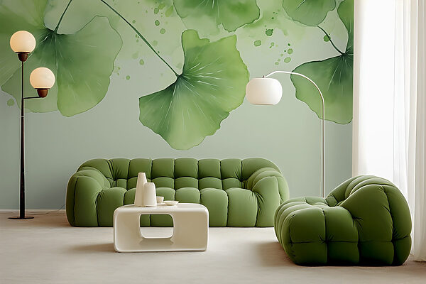Elegant green leaves in soft hues Elegant green leaves in soft hues