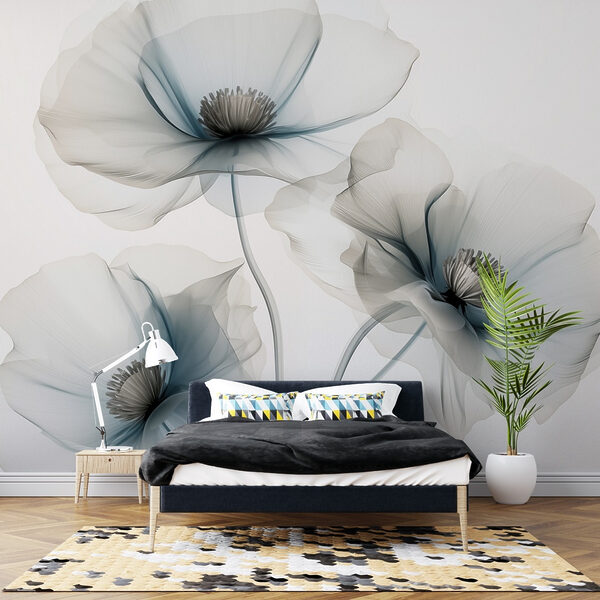 Group of flowers with light blue petals Group of flowers with light blue petals