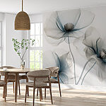 Wall mural Group of flowers with light blue petals