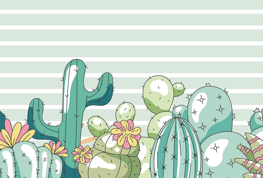 Group of cactuses with flowers
